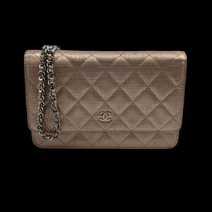 Chanel WOC Wallet on Chain Rosé Metallic Mesh Effect